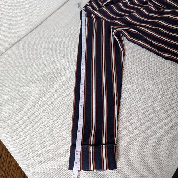 BELAIR Vertically Striped Collared Navy Button-up Shirt, Size M - Picture 10 of 10